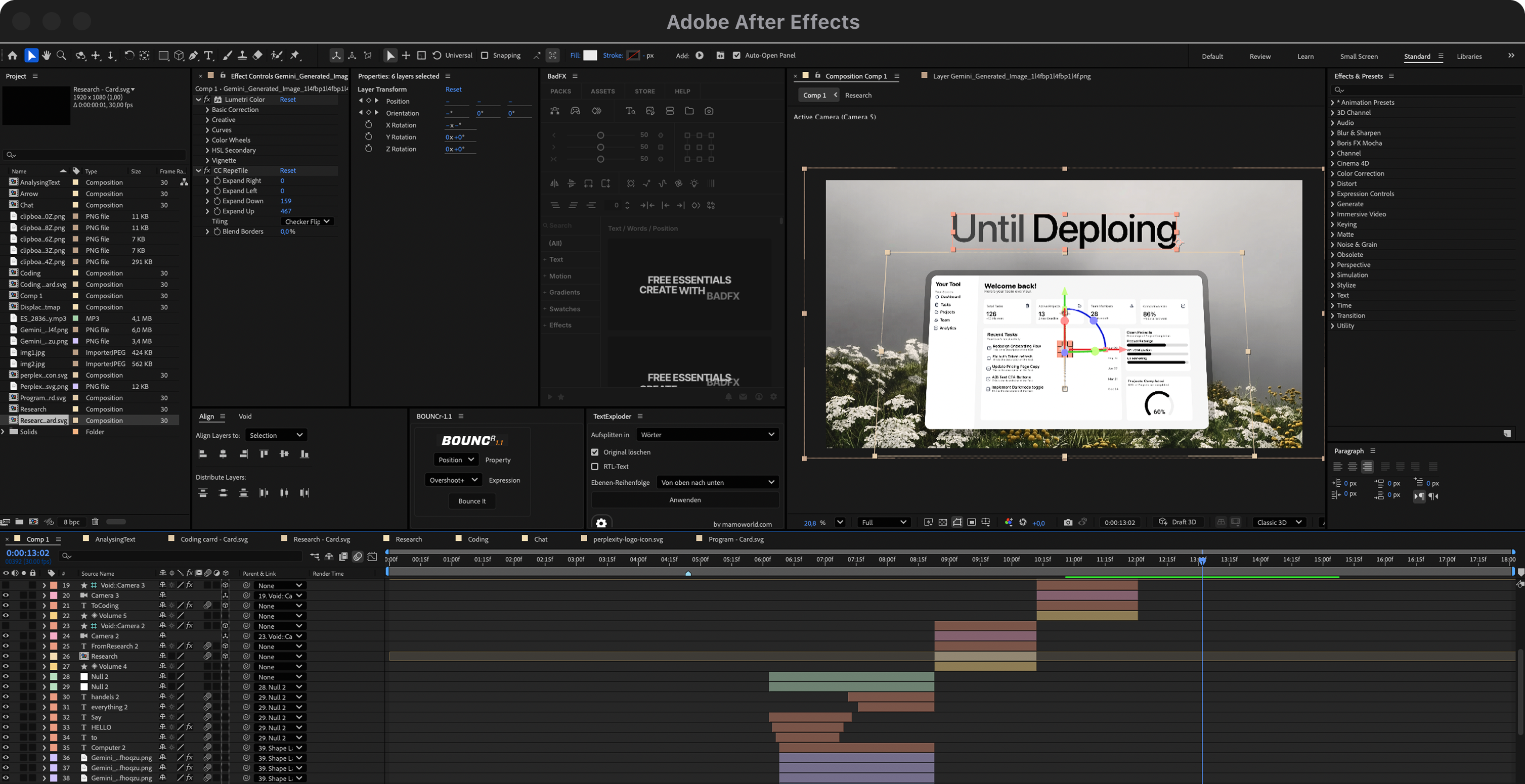 Media Essentials project dashboard